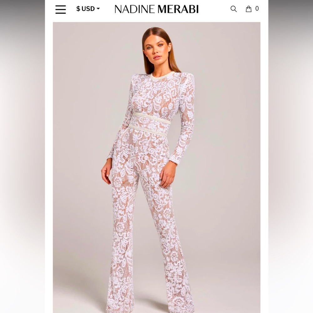 Nadine Merabi Bella White Jumpsuit